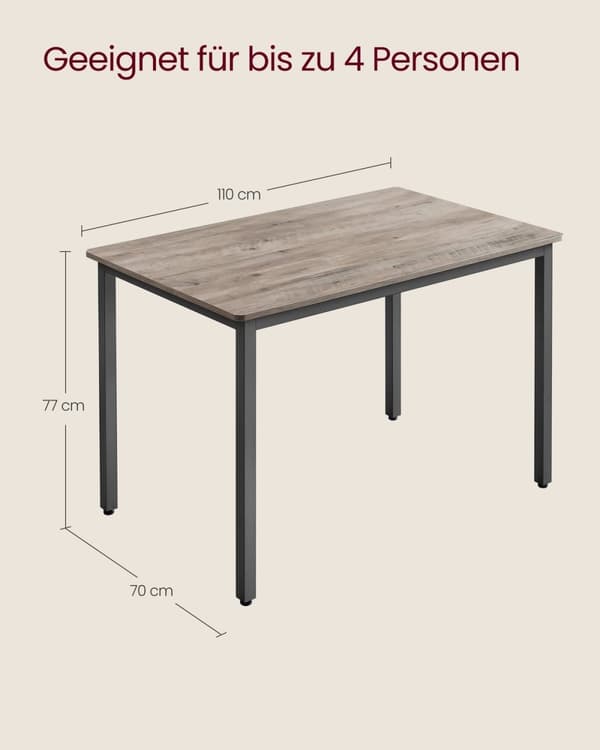 Rootz matbord - Greige fläckigt - Spånskiva stål - 120kg Kapacitet - 70cm x 110cm x 77cm - Monteringsanvisningar