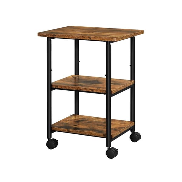 Rootz Vintage brun-sort printerstativ - Spånpladestål - Stort sidebord - Rustik opbevaring - 48,5 cm x 40,4 cm x 66 cm/76 cm