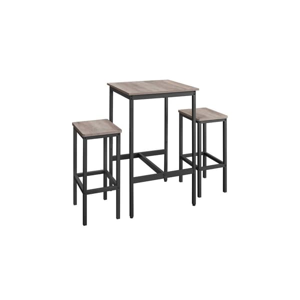 Rootz barbordssæt - Greige broget blæk, sort - spånpladestål - bistrostole - Høj belastningskapacitet - 60 cm x 60 cm x 90 cm