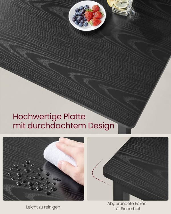 Rootz Spisebord - Køkkenbord - Spånpladestål - Robust konstruktion - 70 cm x 110 cm x 77 cm - Ibenholtsort - 13,6 kg - 120 kg Kapacitet