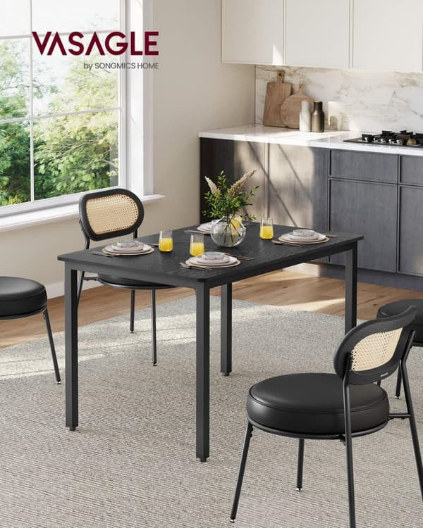Rootz Spisebord - Køkkenbord - Spånpladestål - Robust konstruktion - 70 cm x 110 cm x 77 cm - Ibenholtsort - 13,6 kg - 120 kg Kapacitet
