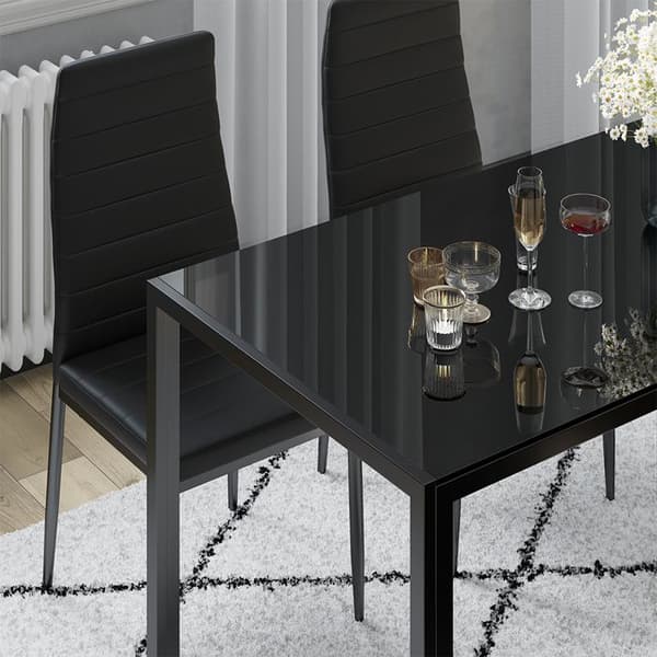 Vicco Stort matbordsset, svart, 120 x 75 cm Set om 4
