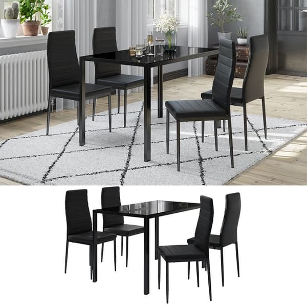 Vicco Stort matbordsset, svart, 120 x 75 cm Set om 4