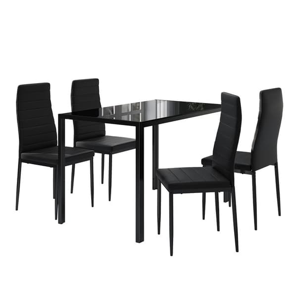 Vicco Stort matbordsset, svart, 120 x 75 cm Set om 4