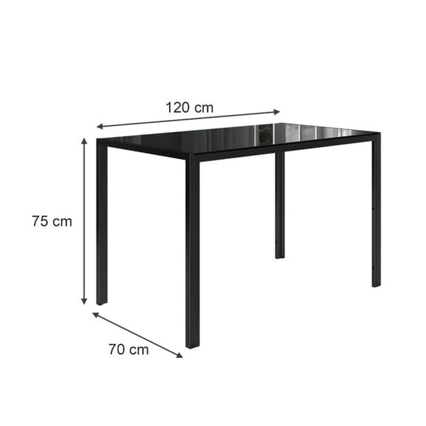 Stort matbord, 120 x 75 cm, Svart, Vicco