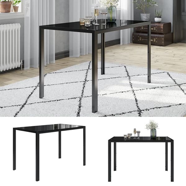 Stort matbord, 120 x 75 cm, Svart, Vicco