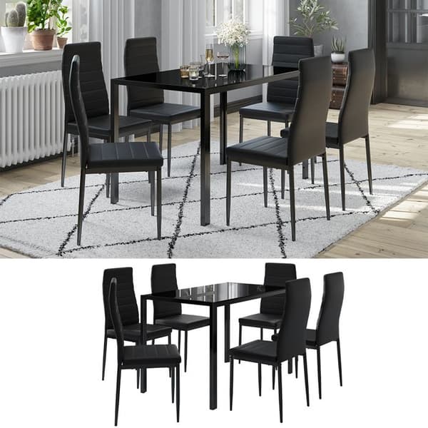 Vicco Matbordsset Large, Svart, 120 x 75 cm set med 6 hyllor