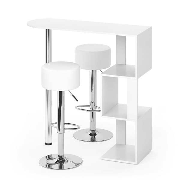 Vicco Vincent Barbordsset, Vit, 113 x 40 cm med 2 barstolar