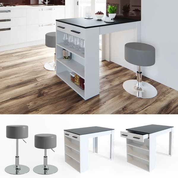 Vicco Repose barbordsset, antracit, 67 x 100 cm med 2 barstolar