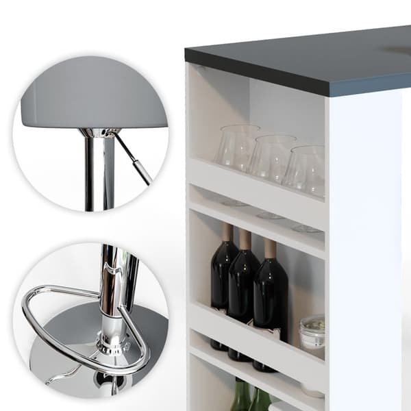 Vicco Bar bordsset, Grå, 117 x 57 cm med 2 barstolar