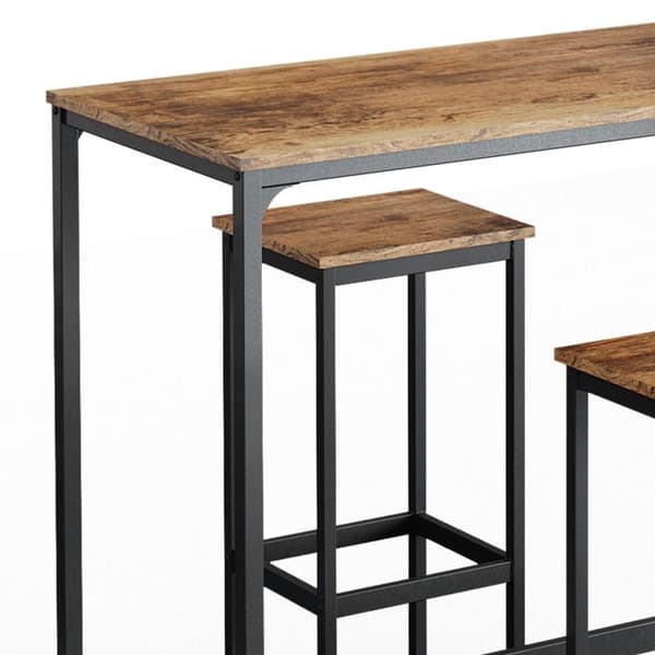 Vicco Fyrk barbordsset, Rustik ek, 120 x 50 cm med 2 barstolar