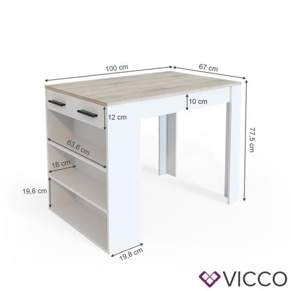 Vicco Repose barbord, loungebord, köksbord, hylla