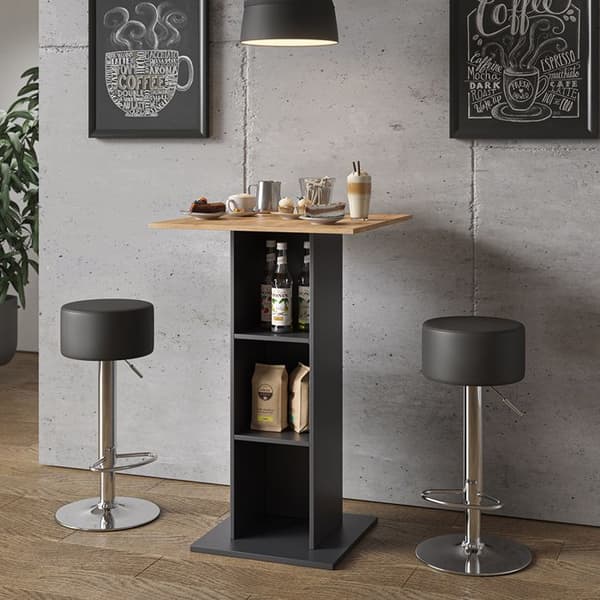 Vicco Rodeo barbordsset, antracit, 70 x 70 cm med 2 barstolar