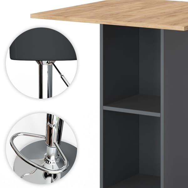 Vicco Rodeo barbordsset, antracit, 70 x 70 cm med 2 barstolar