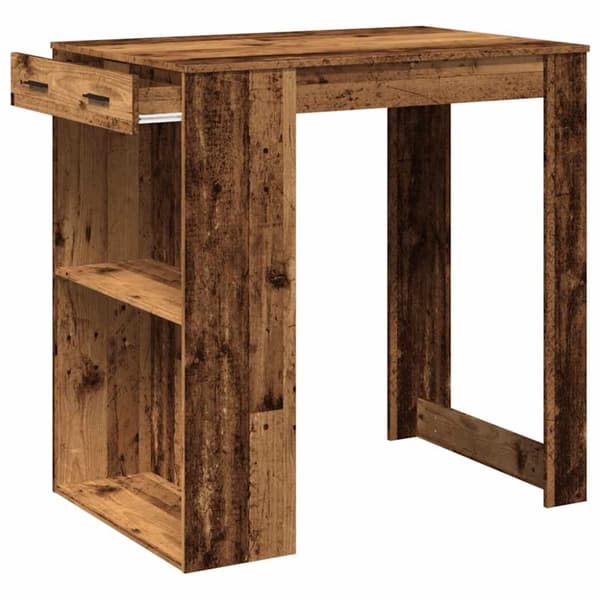vidaXL Barbord gammalt trä 102x70x103,5 cm konstruerat trä