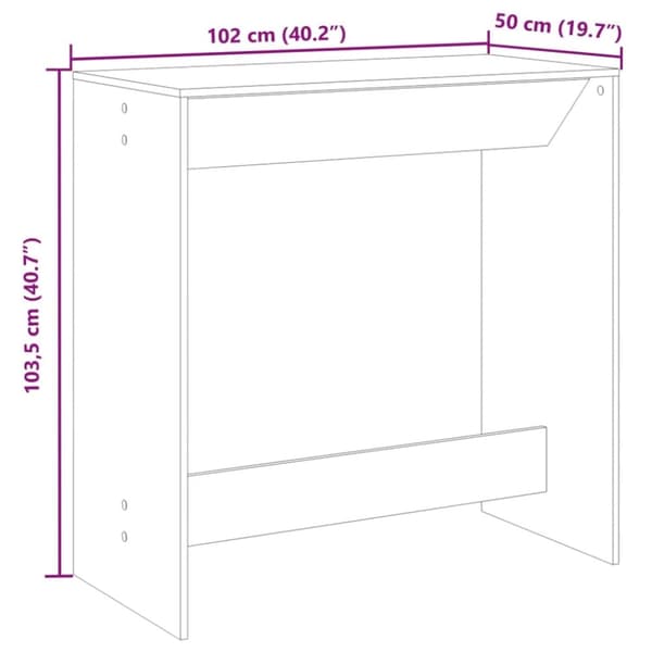 vidaXL Barbord sonoma-ek 102x50x103,5 cm konstruerat trä