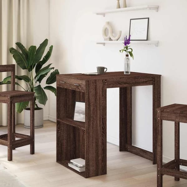 vidaXL barbord 102x70x103,5 cm konstrueret træ brun egetræsfarve