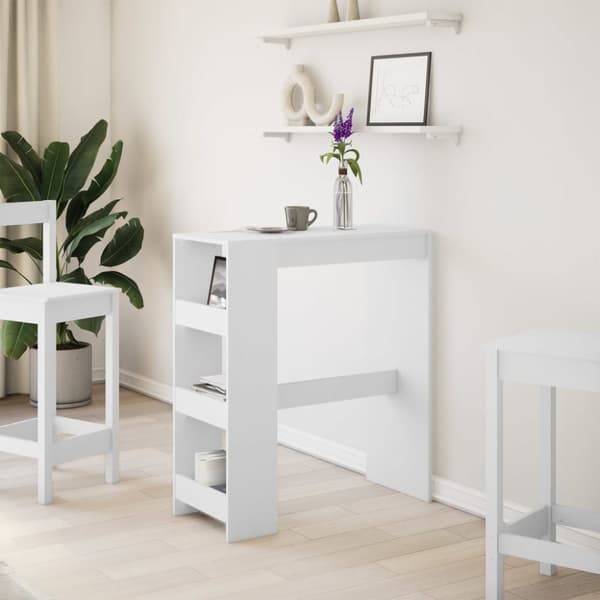 vidaXL Barbord med stativer hvit 90x40x103,5 cm konstruert tre