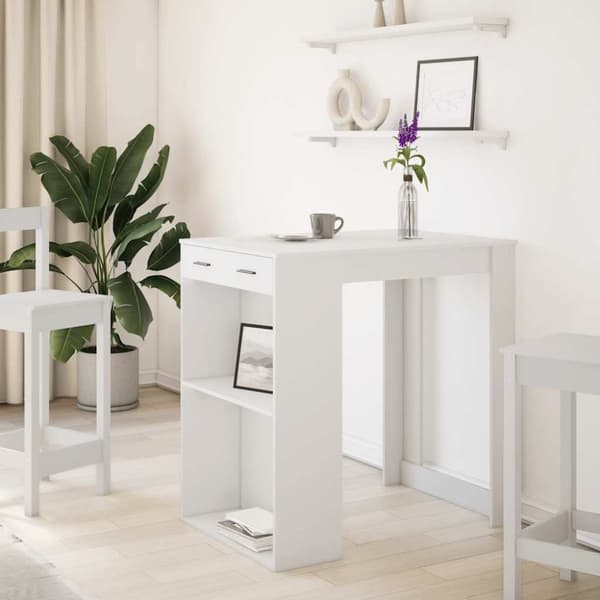 vidaXL Barbord hvit 102x70x103,5 cm konstruert tre