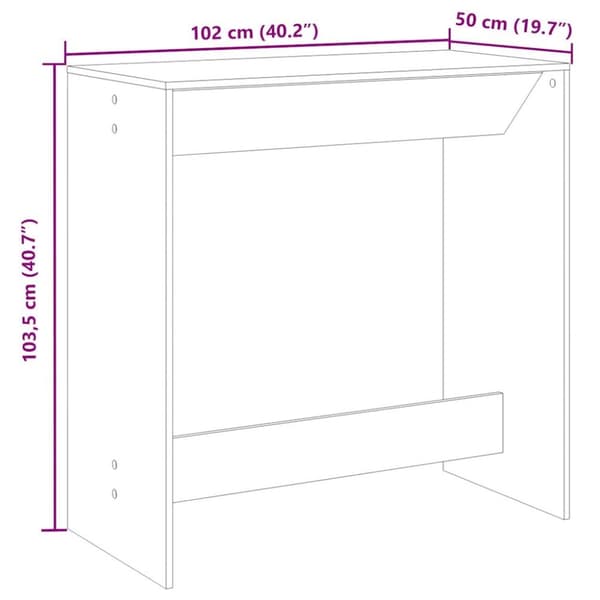 vidaXL Baaripöytä ruskea tammi 102x50x103,5 cm tekninen puu