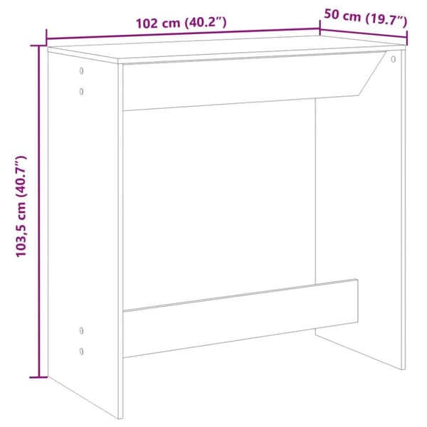 vidaXL Barbord betonggrå 102x50x103,5 cm konstruerat trä