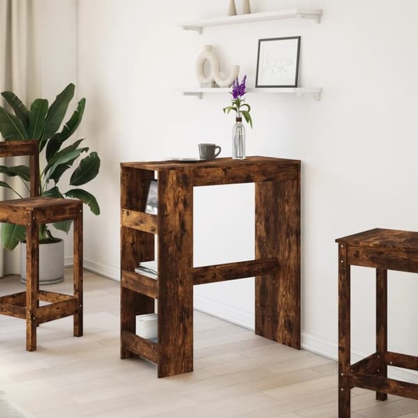 vidaXL barbord med stativer 90x40x103,5 cm konstrueret træ røget eg