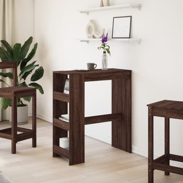 vidaXL barbord m. stativer 90x40x103,5 cm konstrueret træ brun egetræ