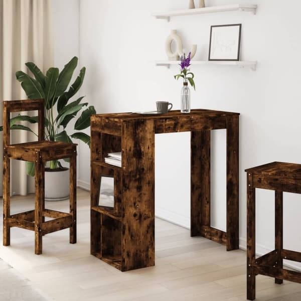 vidaXL Barbord med stativer røkt eik 102x50x103,5 cm konstruert tre