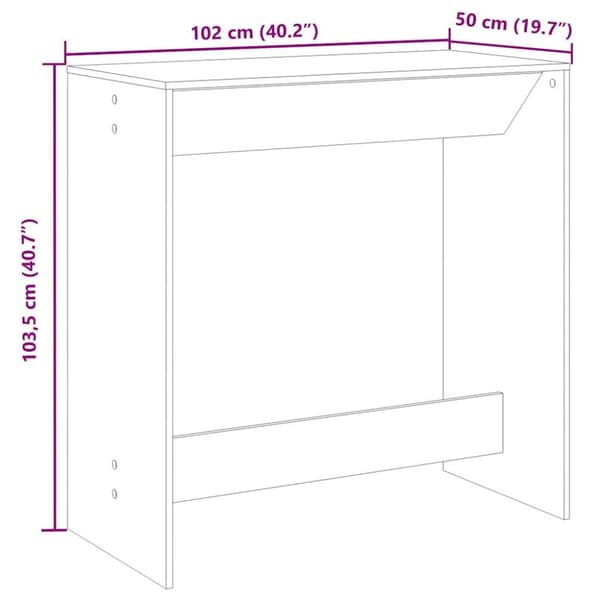 vidaXL Barbord gammelt tre 102x50x103,5 cm konstruert tre