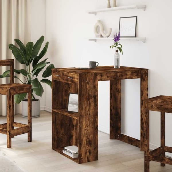 vidaXL barbord 102x70x103,5 cm konstrueret træ røget egetræsfarve