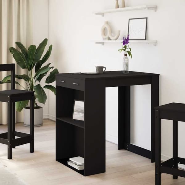 vidaXL barbord 102x70x103,5 cm konstrueret træ sort