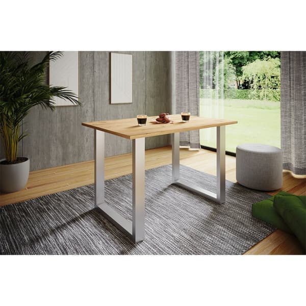 XonaU matbord 140x80 ek dekor, silverfärgad.