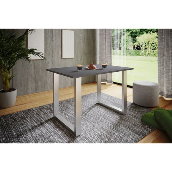 XonaU matbord 80x50 antracit, silverfärgad.