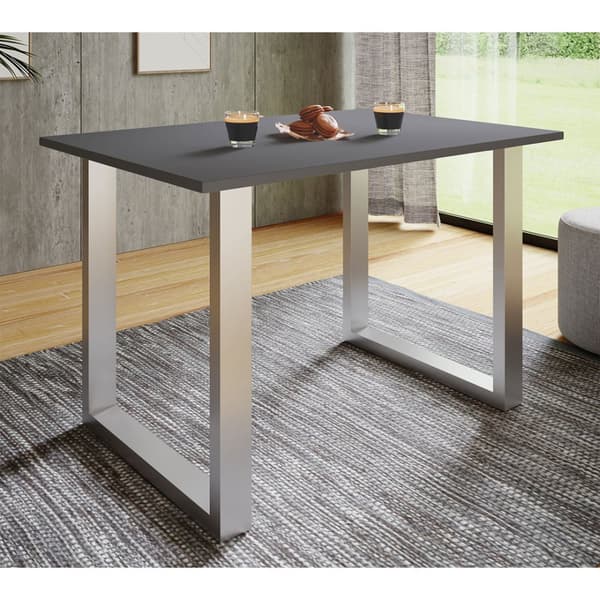 XonaU matbord 80x50 antracit, silverfärgad.