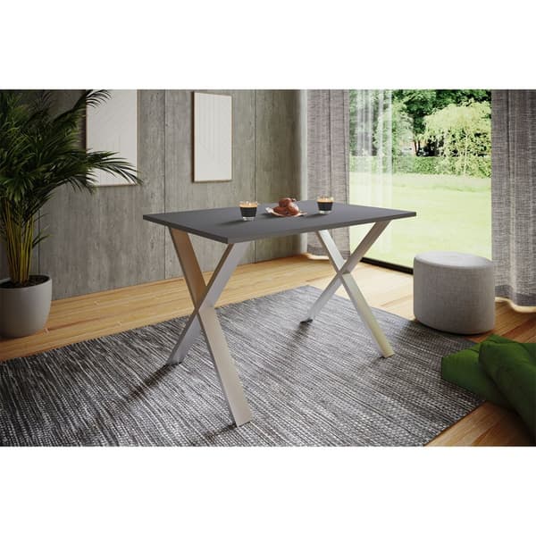 XonaX matbord 80x50 antracit, silverfärgad.