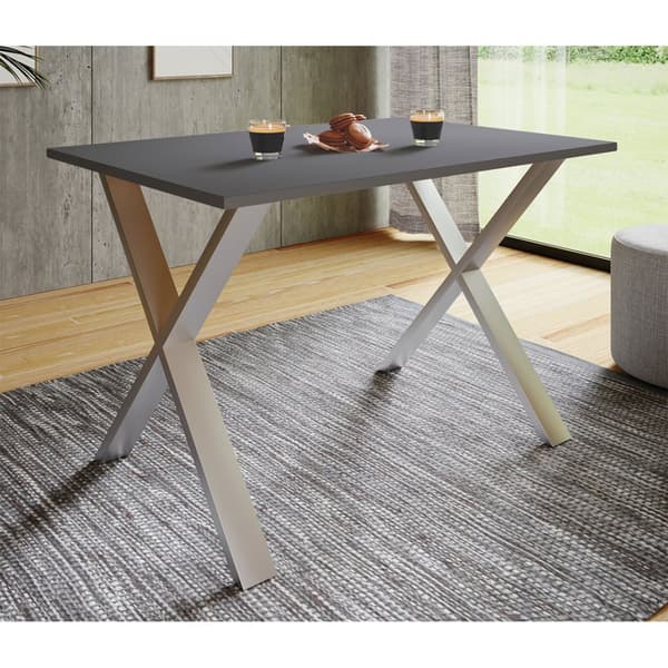 XonaX matbord 80x50 antracit, silverfärgad.