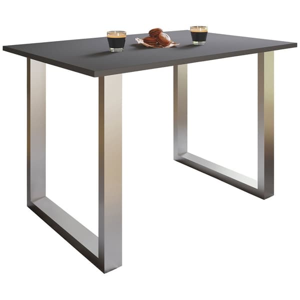 XonaU matbord 80x80 antracit, silverfärgad.