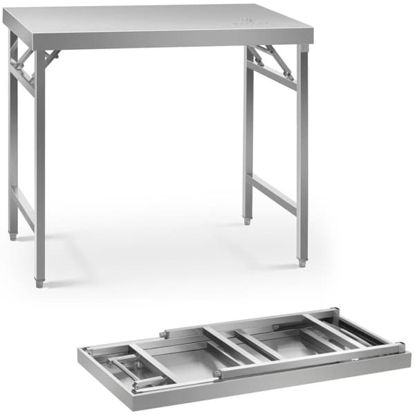 Cateringbord i rostfritt stål, fällbart, 100 x 60 cm