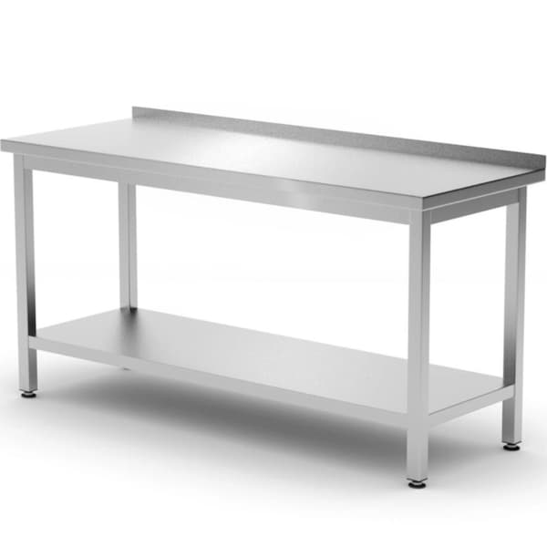 Vägghängt bänkbord med hyllkant Budget Line STÅL 1200 x 600 x 850 mm - Hendi 817285