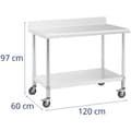 Miniatyrbillede 5 af 5: Bord, væghængt bordplade med kant, på hjul, 1 hylde, 120 x 60 cm, op til 158 kg