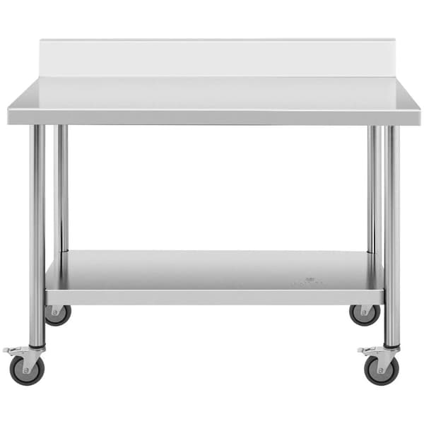 Bord, væghængt bordplade med kant, på hjul, 1 hylde, 120 x 60 cm, op til 158 kg