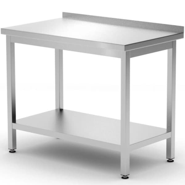 Væghængt bordplade med hyldekant Budget Line STÅL 800 x 600 x 850 mm - Hendi 817261