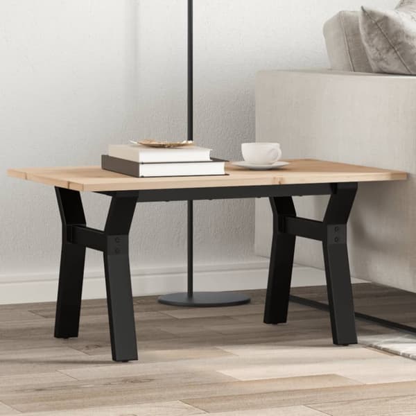 Soffbord Y-ram 80x50x40 cm massiv furu och stål