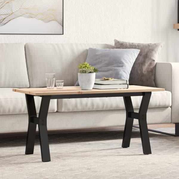 Soffbord Y-ram 100x50x45 cm massiv furu och stål