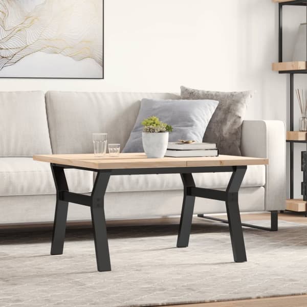 Soffbord Y-ram 80x80x45,5 cm massiv furu och stål
