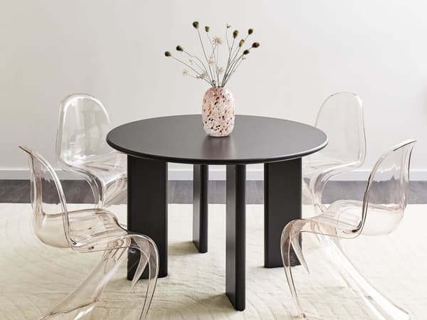 Spisebord sort rundt 120 cm til 4 personer MDF-plade moderne stil opholdsrum værelse