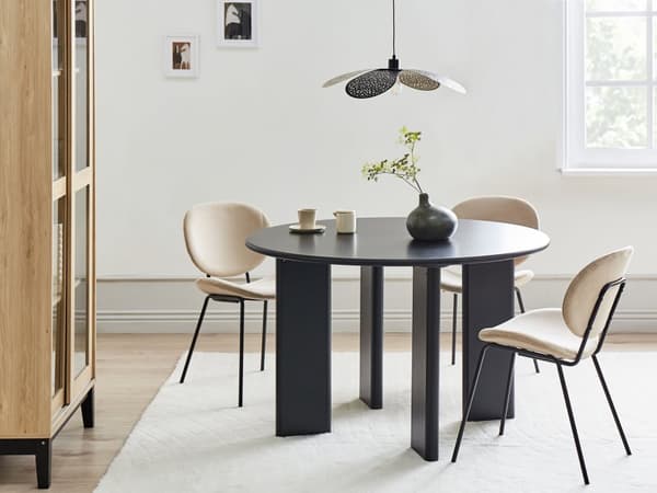 Matbord Svart MDF Ram ø 120 cm Rund Modern