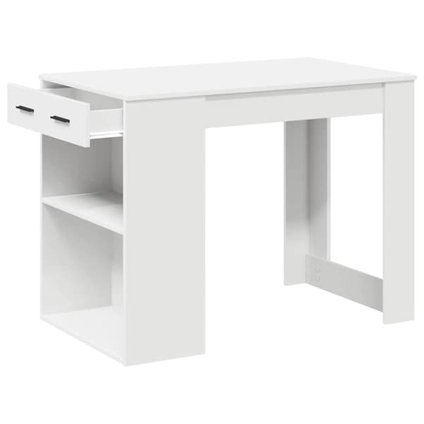 vidaXL Skrivebord med skuff og hylle hvit 102x62x77,5cm konstruert tre