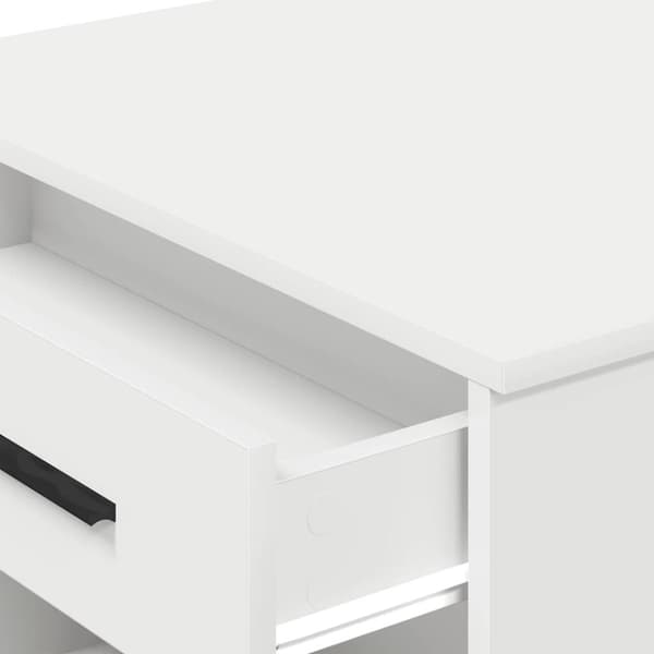 vidaXL Skrivebord med skuff og hylle hvit 102x62x77,5cm konstruert tre