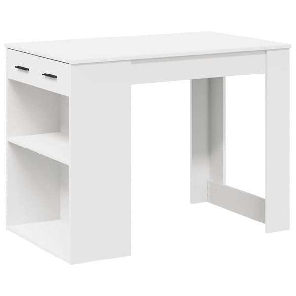 vidaXL Skrivebord med skuff og hylle hvit 102x62x77,5cm konstruert tre